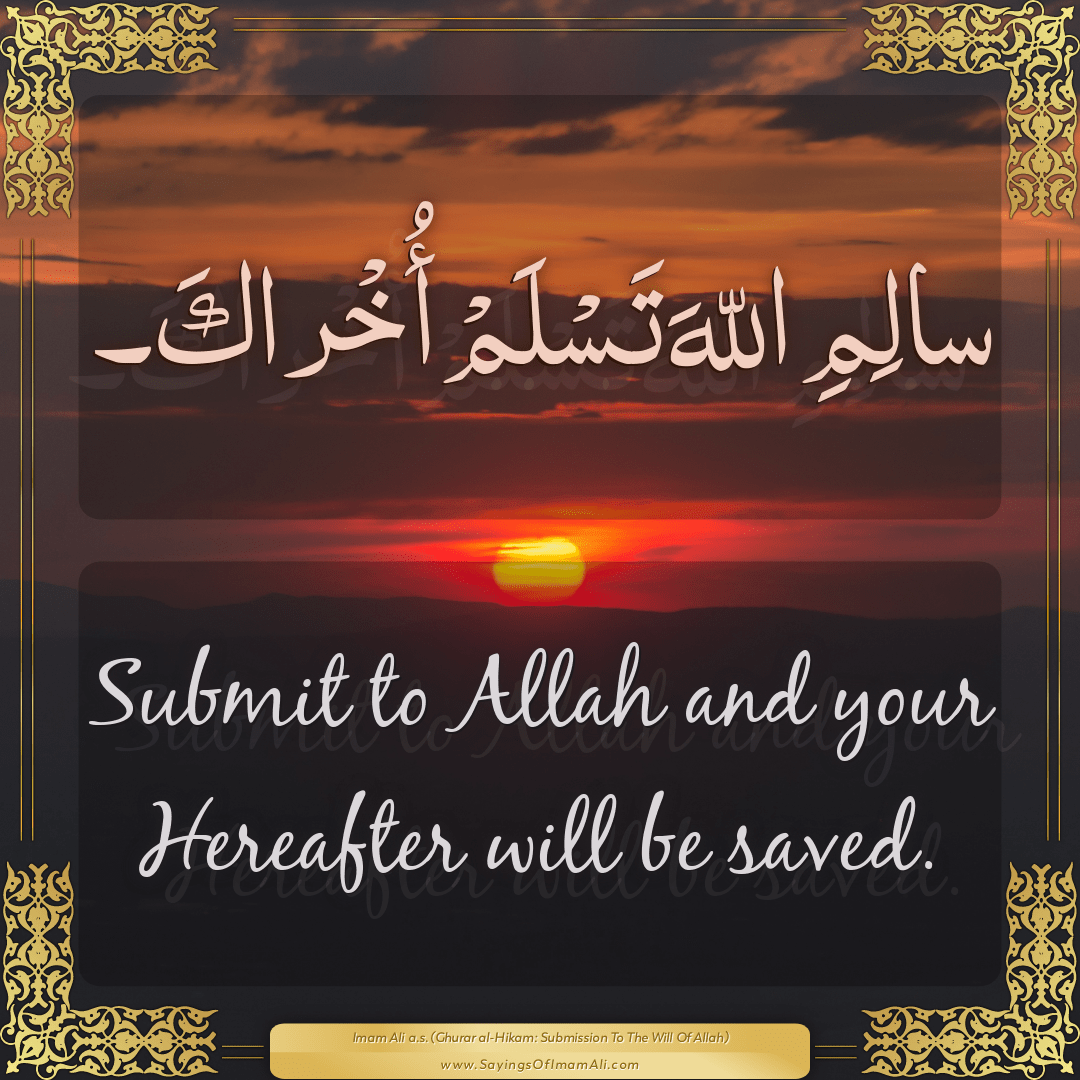 Submit to Allah and your Hereafter will be saved.